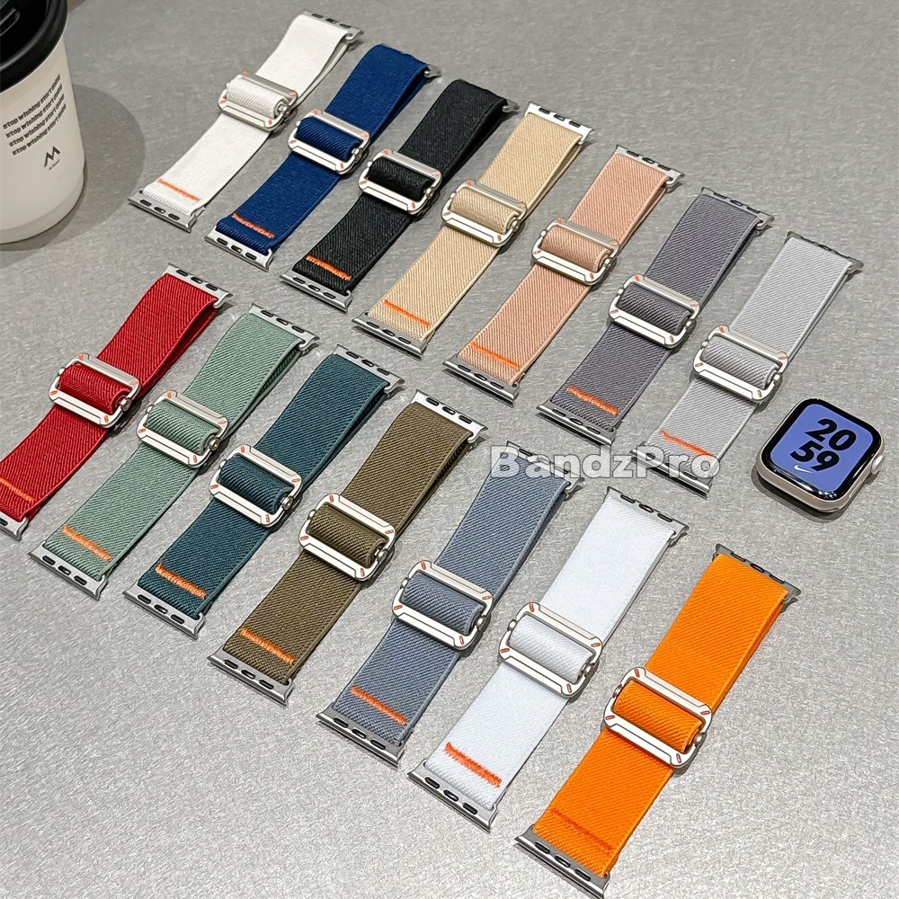 กีฬาไนลอนยืดหยุ่นสายนาฬิกาสําหรับ Apple Watch S11/10/9/8/7/6/5/4/3 SE3 ULTRA X10Pro Breathable สายคล้องคอสําหรับ IWatch 49 มม.46 มม.45 44 42 41 40 38 อุปกรณ์เสริม - รูปที่ 3