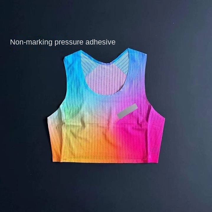 New Marathon Women's Half Waist Vest Sports Outdoor Quick-Drying Breathable Jogging Clothes Summer S