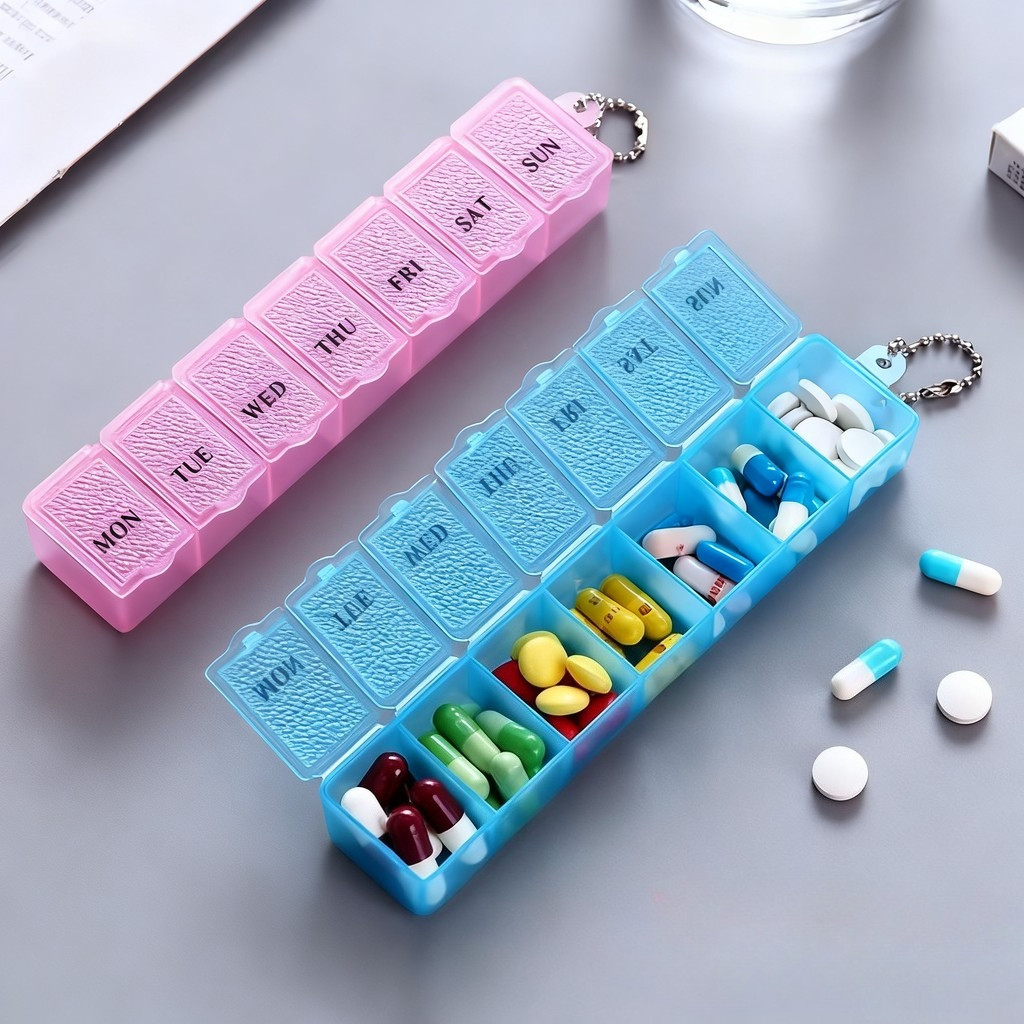 Splitter Pill Case Pill Box Weekly Tablet Storage Container 7 วันกล่องยา Organizer Small Case