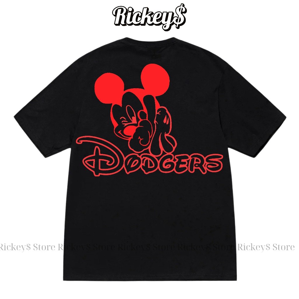 MBL คุณภาพสูง Dodgers Mickey เสื้อยืดคอกลม สำหรับท่านชาย