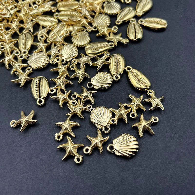 50pcs Starfish Conch Charm Gold Plated CCB Charms Pendant DIY Earring Necklace Bracelet Accessories 