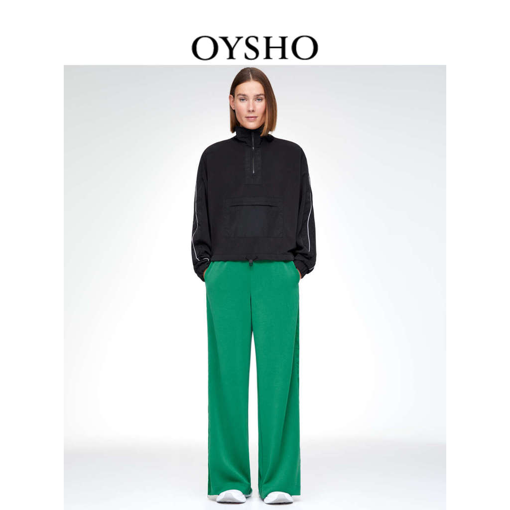 เสื้อแจ็คเก็ต Oysho สีดำ .material มอดัล ทรงหลวมแต่เพรียว ลดราคาสำหรับฤดูใบไม้ผลิและฤดูร้อน