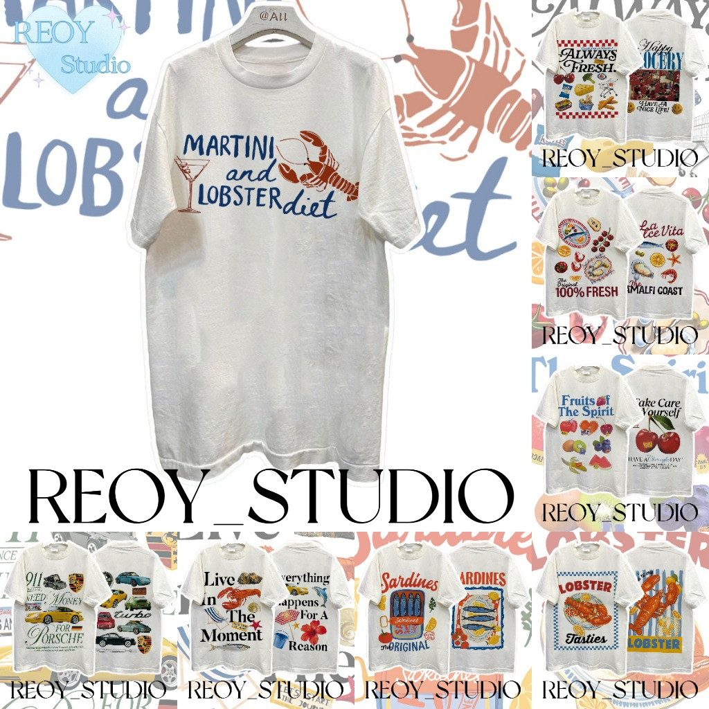 (จัดส่งตลอด 24 ชั่วโมง)REOY_STUDIO ผ้าฝ้าย100% เสื้อยืด Oversize เสื้อยืดวินเทจ คอกลมแขนสั้น ลาย Always Fresh