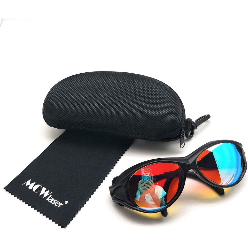 MCWlaser ความปลอดภัยแว่นตาป้องกันแว่นตา 1064nm ประเภทสะท้อนแสงแว่นตาเลเซอร์สําหรับเส้นใย YAG เลเซอร์