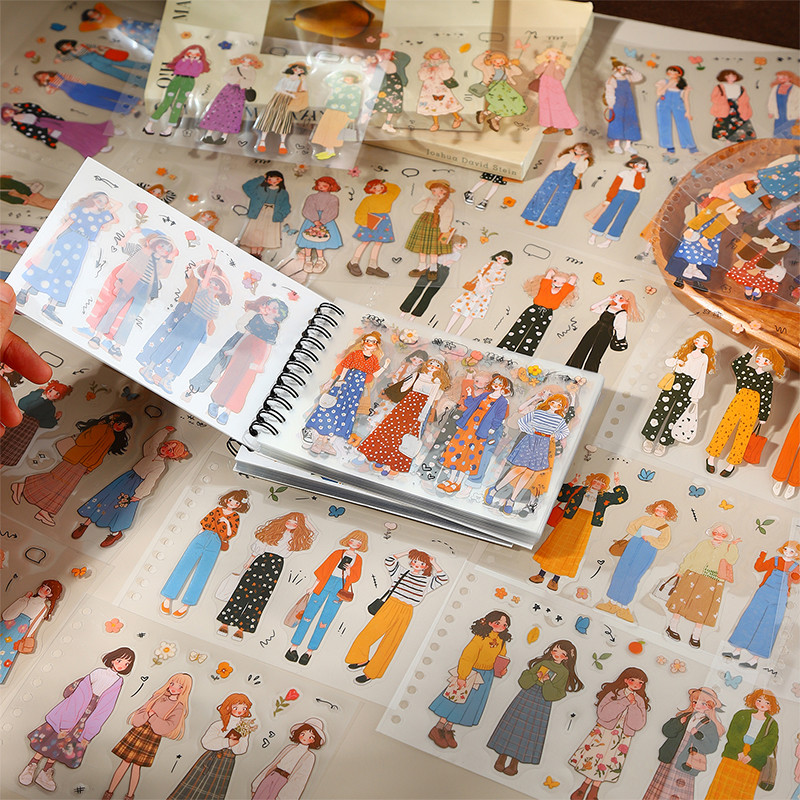 นาย กระดาษ50ชิ้น/ถุงสัตว์เลี้ยงขดลวดสติกเกอร์หนังสือแฟชั่นเกาหลีสวมใส่สาวรูปรูปแบบคอลเลกชันมือหนังสือสติกเกอร์สร้างสรรค์ทําเองการ์ดอวยพรถ้วยกรณีโทรศัพท์มือถือไดอารี่ตกแ