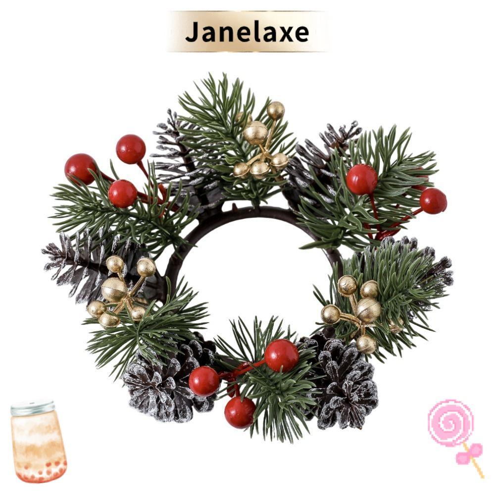 เจเนลักซ์ เทียนคริสต์มาสแบบแหวน ขนาด 20 ซม., พลาสติก pinecone และ berry เพื่อการตกแต่งโต๊ะคริสต์มาส