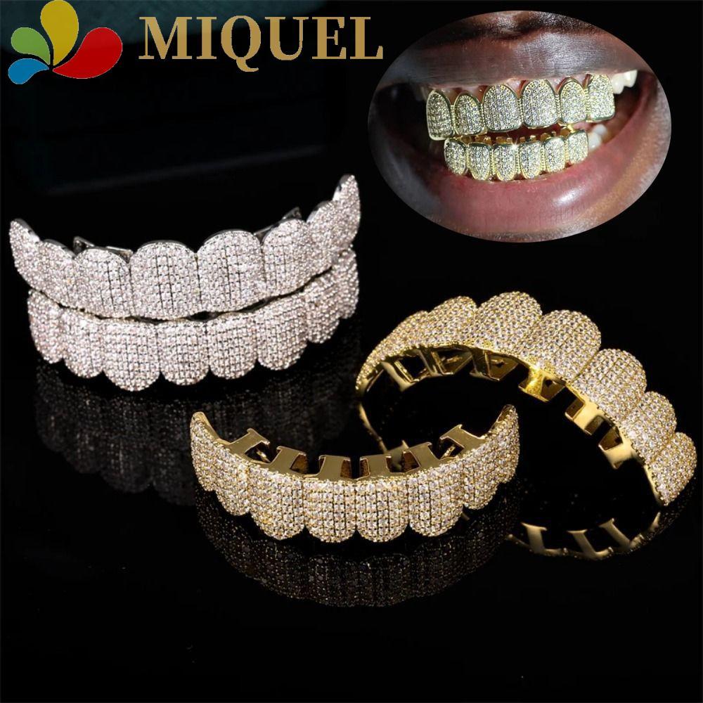 MIQUEL ฟัน Grillz ชุดด้านบนและด้านล่างการออกแบบที่ถอดออกได้ Hiphop ฟัน Grillz, แฟชั่น Rhinestone Hip