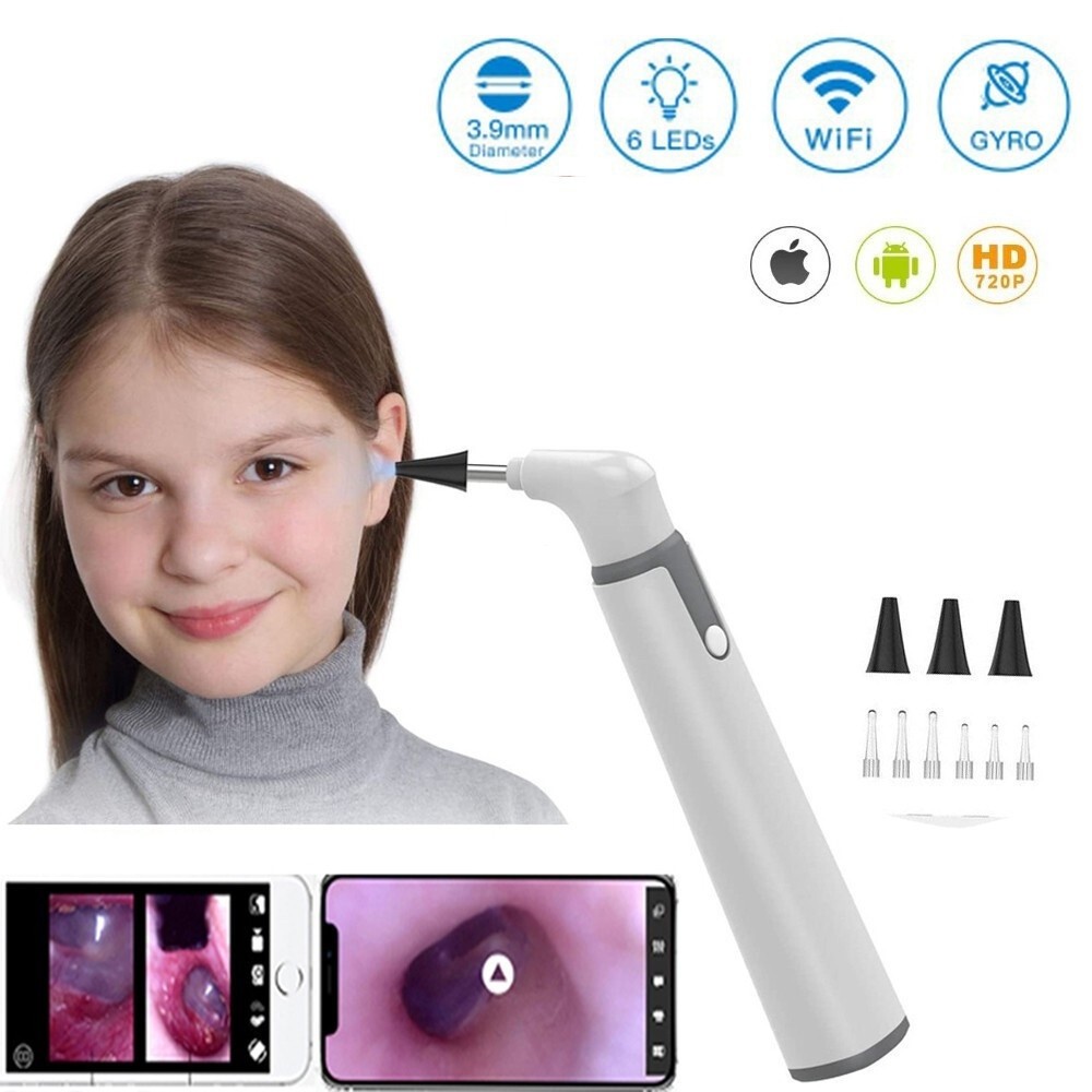 Otoscope Ear Camera with Dual View 3.9mm Ear Scope with 6 LED Lights for Kids and Adults