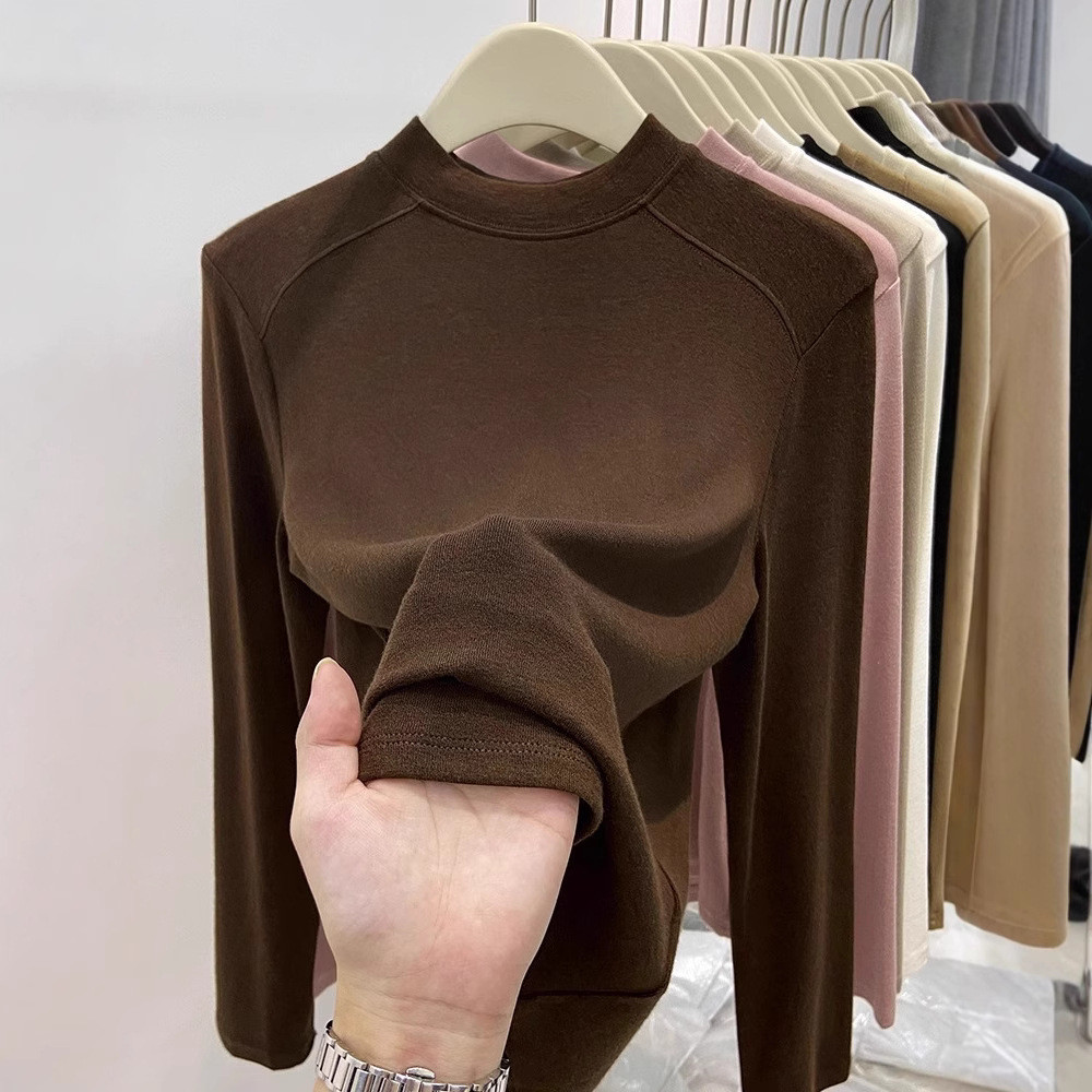 สไตล์เกาหลีขายร้อนขนาดเล็กStand-Up Collar Bottomingเสื้อผู้หญิงแขนยาวเสื้อยืดChicด้านในLayeredฤดูใบไม้ร่วงSlim-Fit S - รูปที่ 4