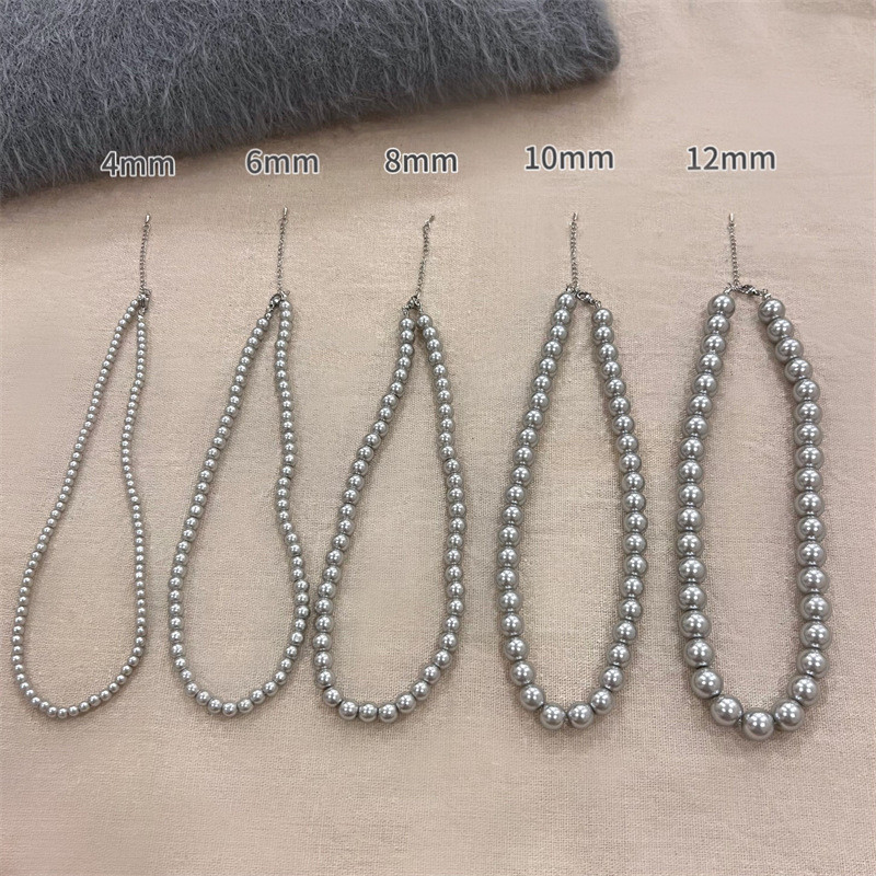 ฝรั่งเศสย้อนยุคสร้อยคอมุกสีเทาหญิงเรียบง่ายแสงหรูหราสไตล์สไตล์ใหม่แฟชั่นเครื่องประดับระดับไฮเอนด์ [y