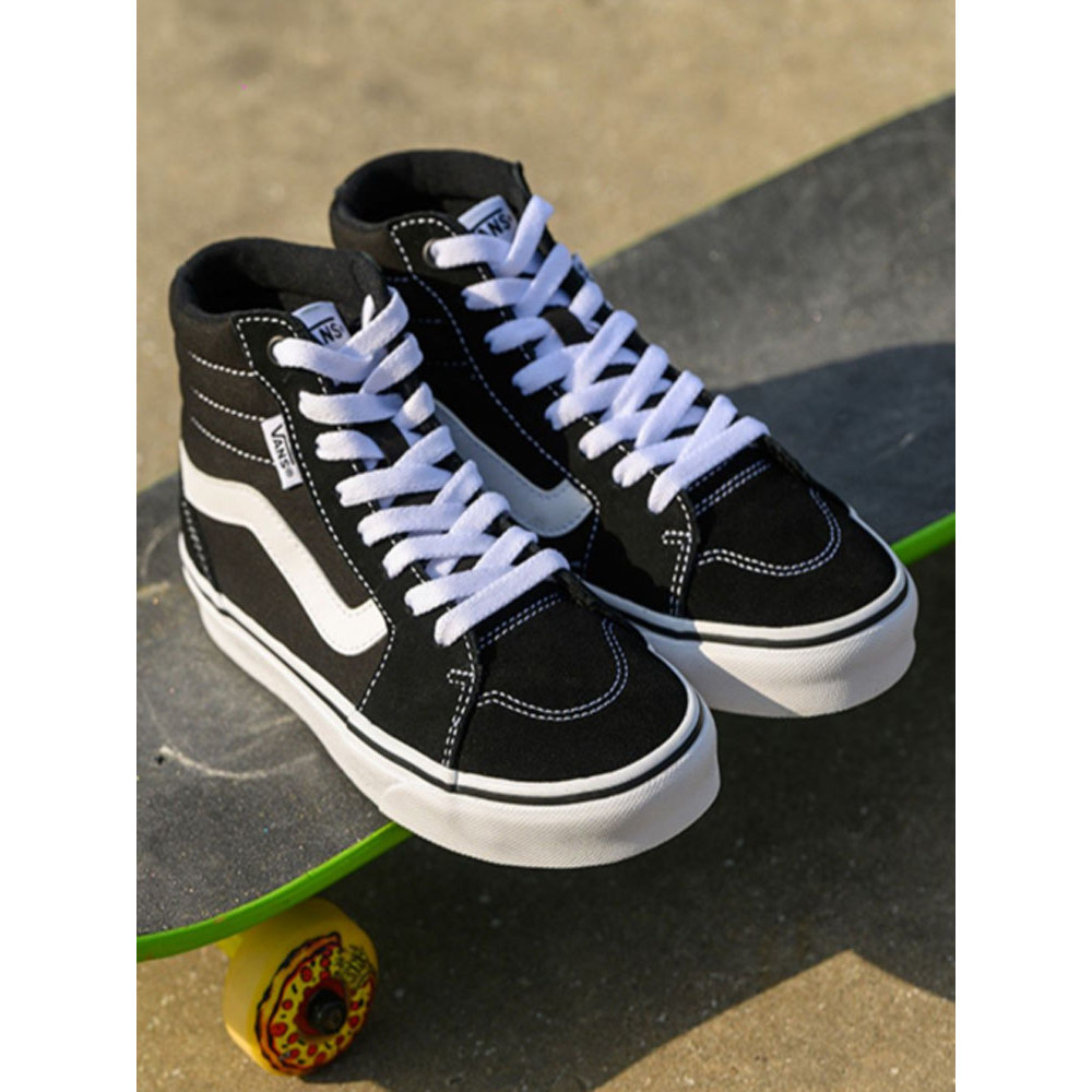 Vans Vans Official Flagship Store Filmore Hi Classic สีดําสีขาว High-Top High Street สไตล์ผู้ชายผู้ห