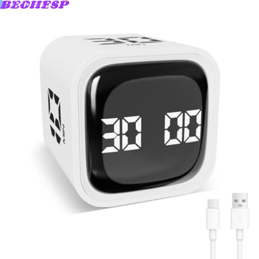 BEOEHESP Pomodoro Timer, Gravity Sensing 3 Volume Digital Cube Timer, 5/10/30/60min การหมุนจับเวลาที
