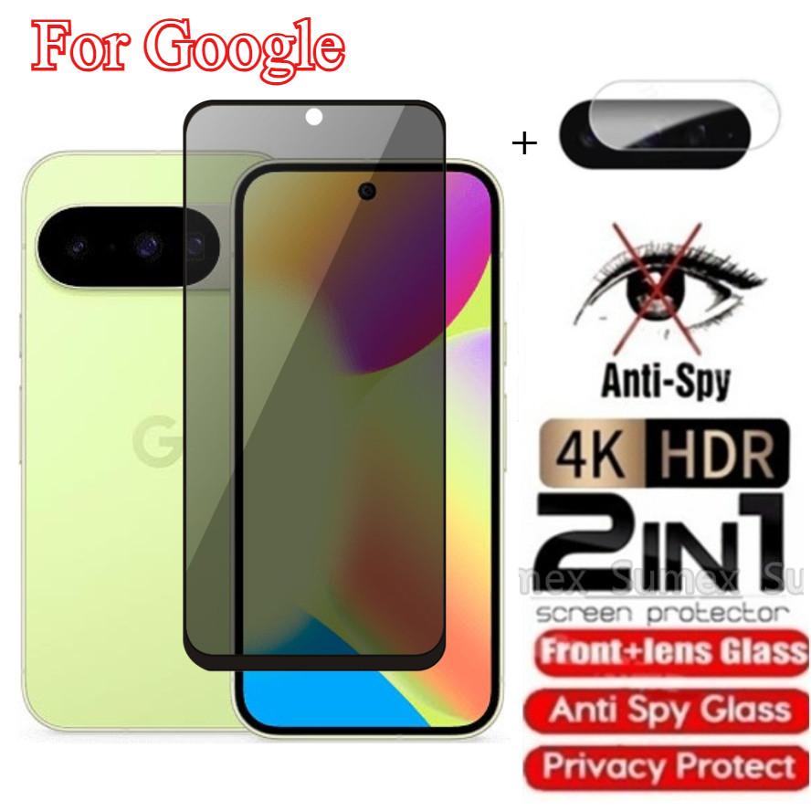 2in1 กระจกนิรภัยส่วนตัวสําหรับ Google Pixel10 พิกเซล 10 9 8 7 6 Pro XL 10a 9a 8a 7a 6a 5G Anti-Spy ป้องกันหน้าจอ 9H คลุมทั้งหมด Anti Peek ความเป็นส่วนตัวกล้องเลนส์ป้องกันฟิล์ม