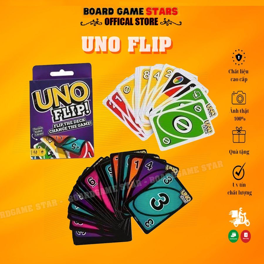 UNO FLIP Deck - การ์ด Uno ขยาย กฎที่น่าดึงดูด การ์ดของเล่นเด็ก -[BoardGame STAR] (มนุษย์)