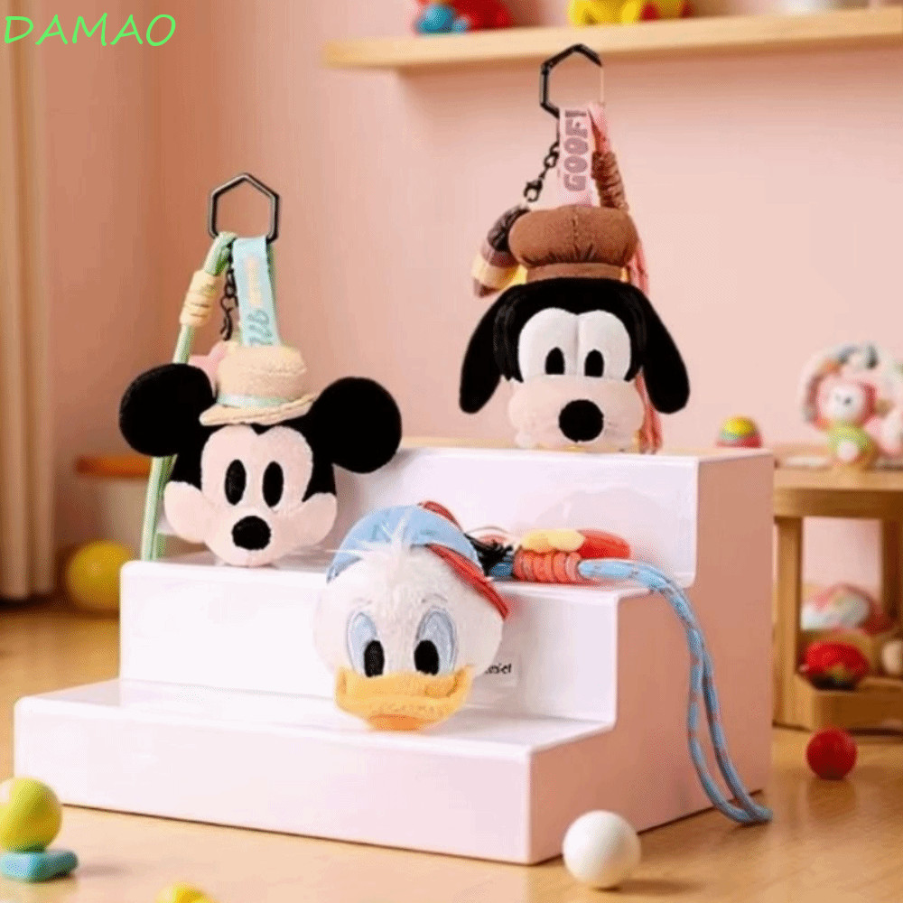 DAMAO Mickey Mouse Family Plush ของเล่น, พวงกุญแจรถการ์ตูน Mickey Minnie Plush พวงกุญแจ, ของขวัญวันเ