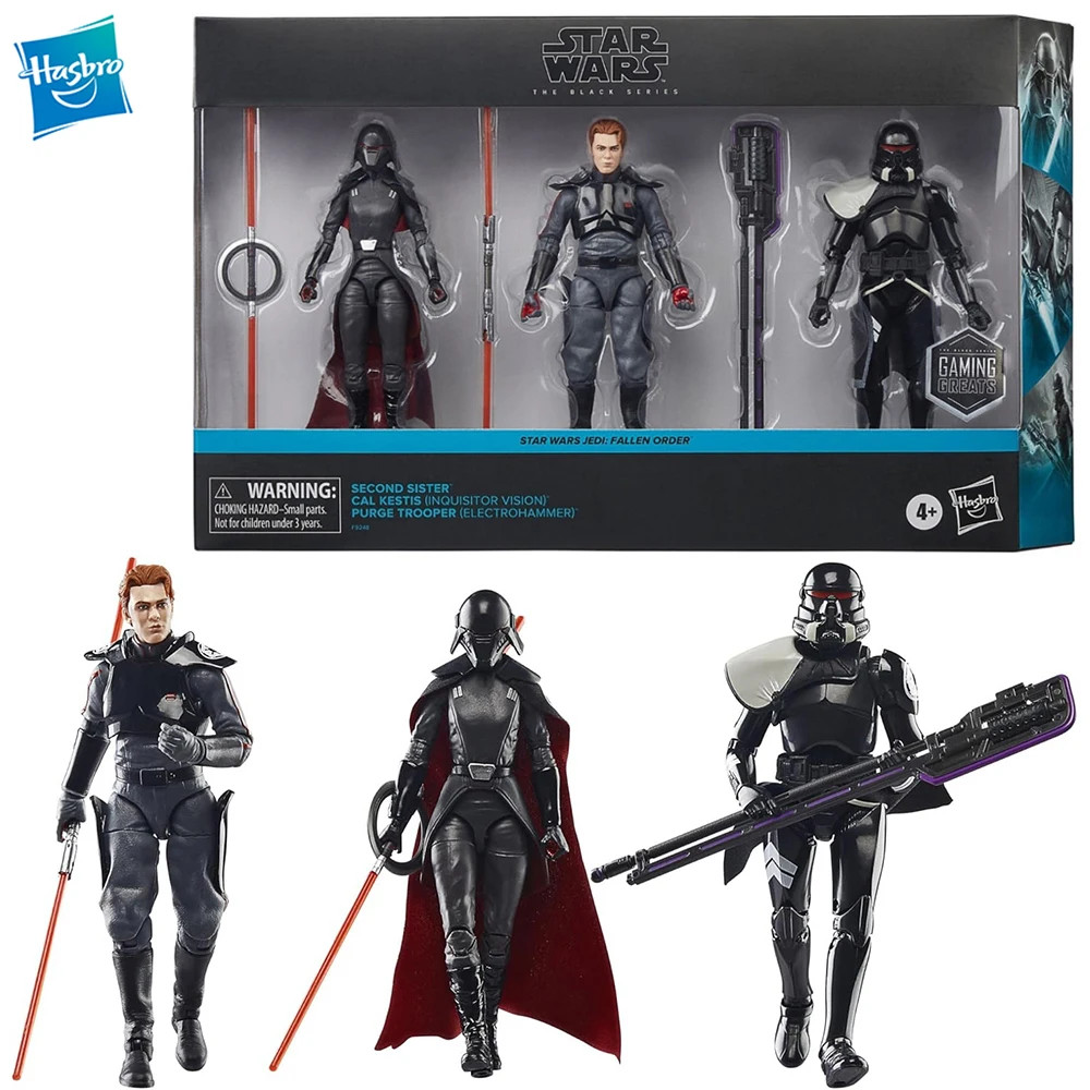 Hasbro STAR WARS The Black Series Jedi: Fallen Order Second Sister, Cal Kestis, Purge Trooper 3-Pack-Set Model Toys