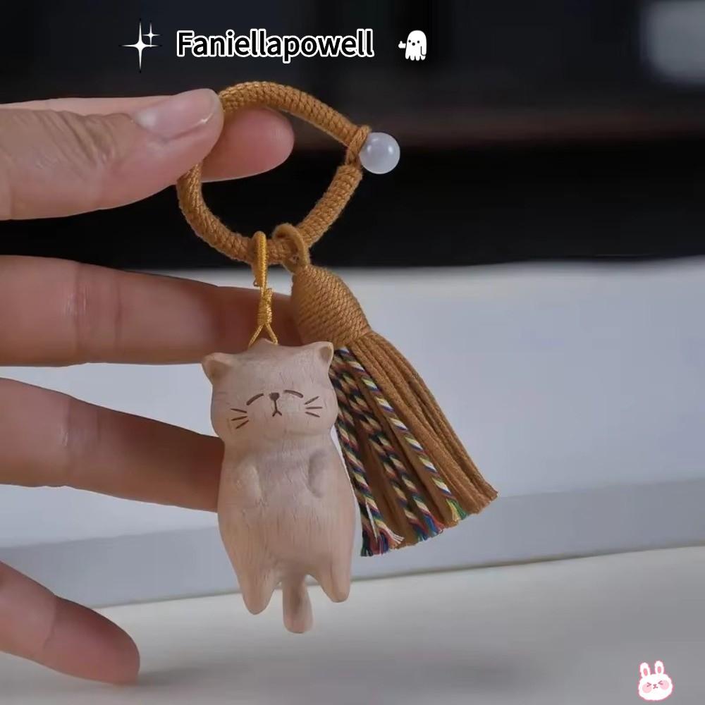 จี้แมวน่ารักทำด้วยไม้ สำหรับตกแต่งหรือเป็นพวงกุญแจ