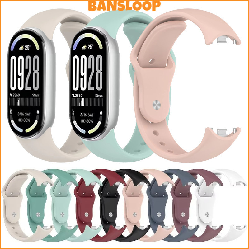 สายซิลิโคนกีฬาอ่อน for Xiaomi Mi Band 10 / 9 / 8 อุปกรณ์เสริมสายรัดข้อมือเปลี่ยนยาง for Smartwatch Miband 10 9 8 NFC