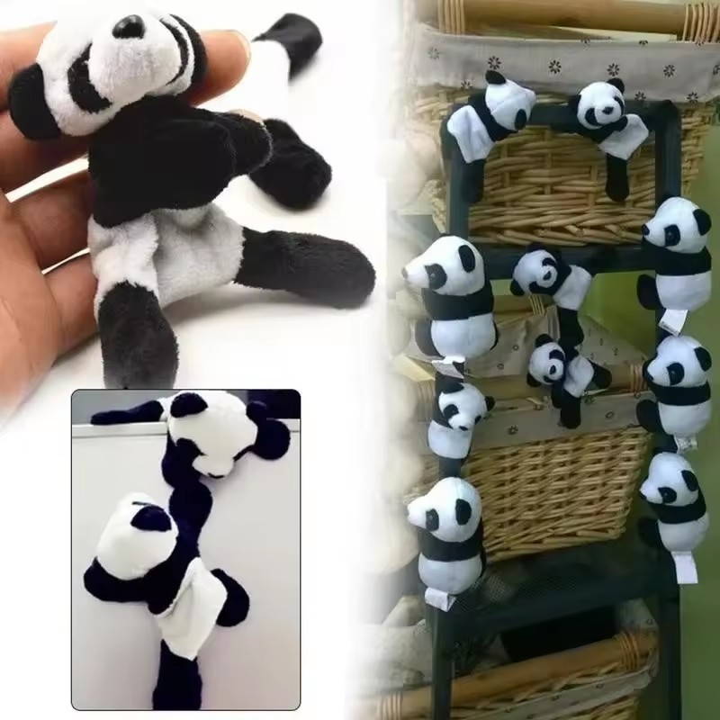 1PC Panda ตุ๊กตาสัตว์ตู้เย็นแม่เหล็กน่ารักจําลอง Plush Panda เทศกาลของขวัญ