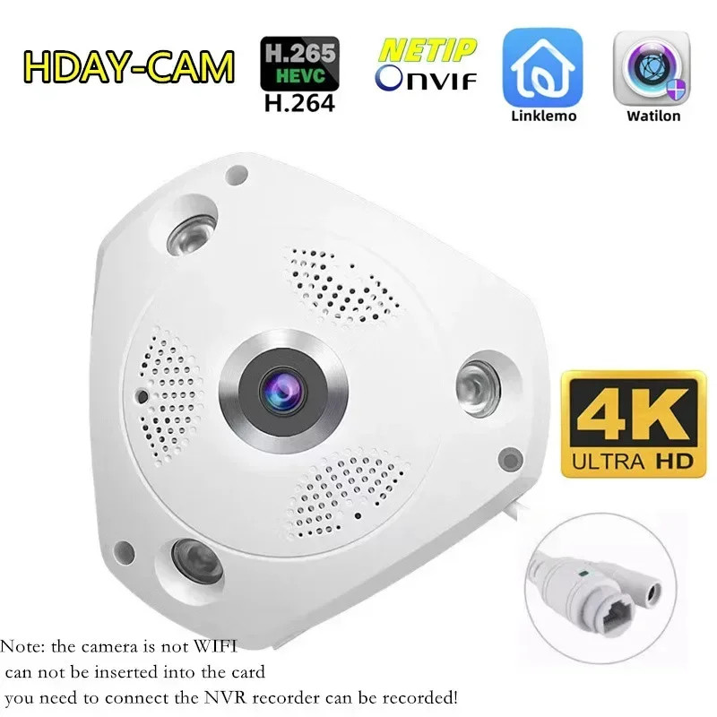 4K 8MP 5MP 4MP Fisheye VR กล้อง IP POE ในร่ม Home Security Panaromic 180 360 องศา IP โดมกล้องวงจรปิด Motion Detection