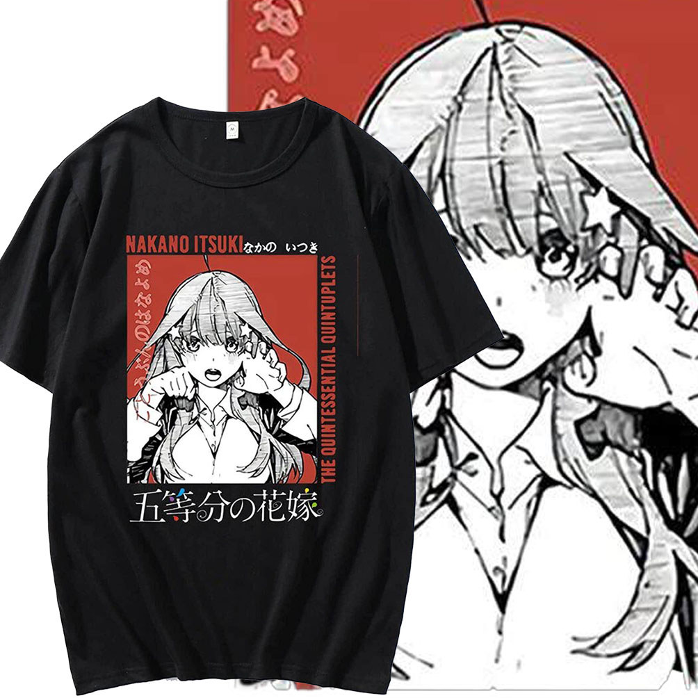 【แฟชั่น】เสื้อยืดผ้าฝ้าย 100% ยูนิเซ็กซ์ The Quintessential Quintuplets ลายอนิเมะ Yameela Nakano Ichika Nino มีในสต็อก