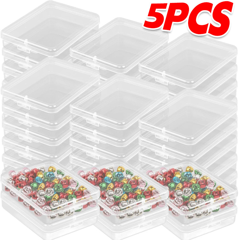 1/3/5 ชิ้นมินิกล่องเก็บเครื่องประดับโปร่งใส-สี่เหลี่ยมผืนผ้า หน้า พลาสติกกรณีสําหรับต่างหูแหวนที่อุดหู