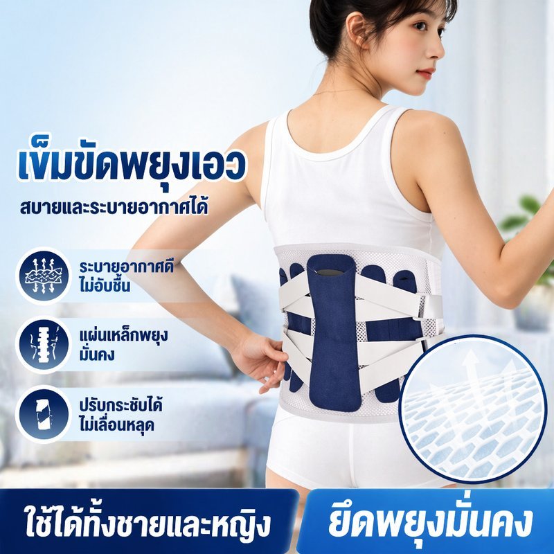 เข็มขัดพยุงเอว พยุงหลัง แก้ปวดหลังส่วนล่าง ซัพพอร์ตเอว แผ่นเหล็กพยุง สบายและระบายอากาศได้
