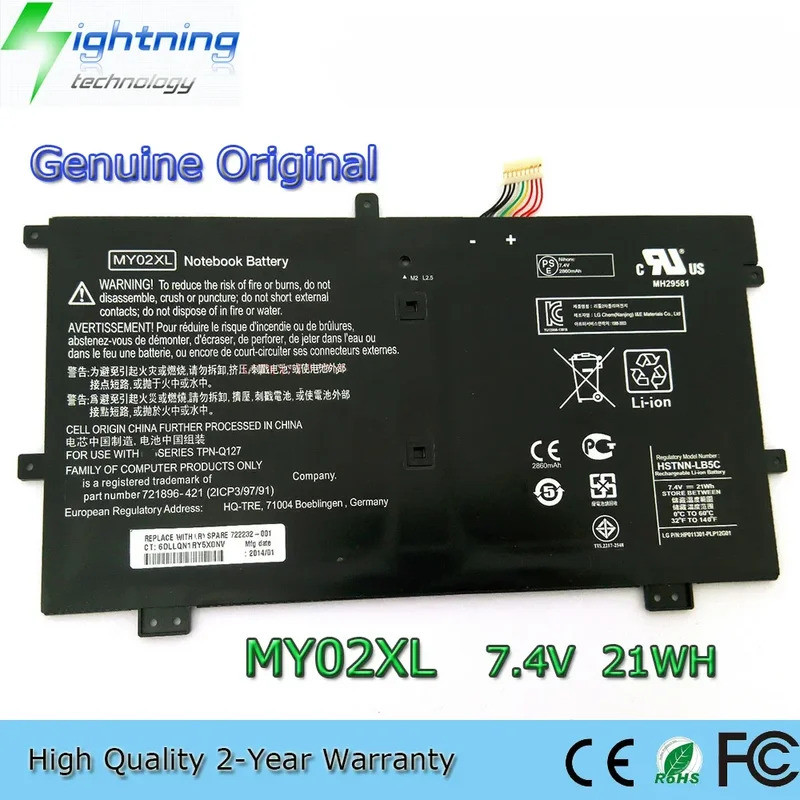 ใหม่ MY02XL 7.4V 21Wh แบตเตอรี่แล็ปท็อปสําหรับ HP PAVILION X2 11-H002SE 11-H013DX 721896-1C1 HSTNN-D