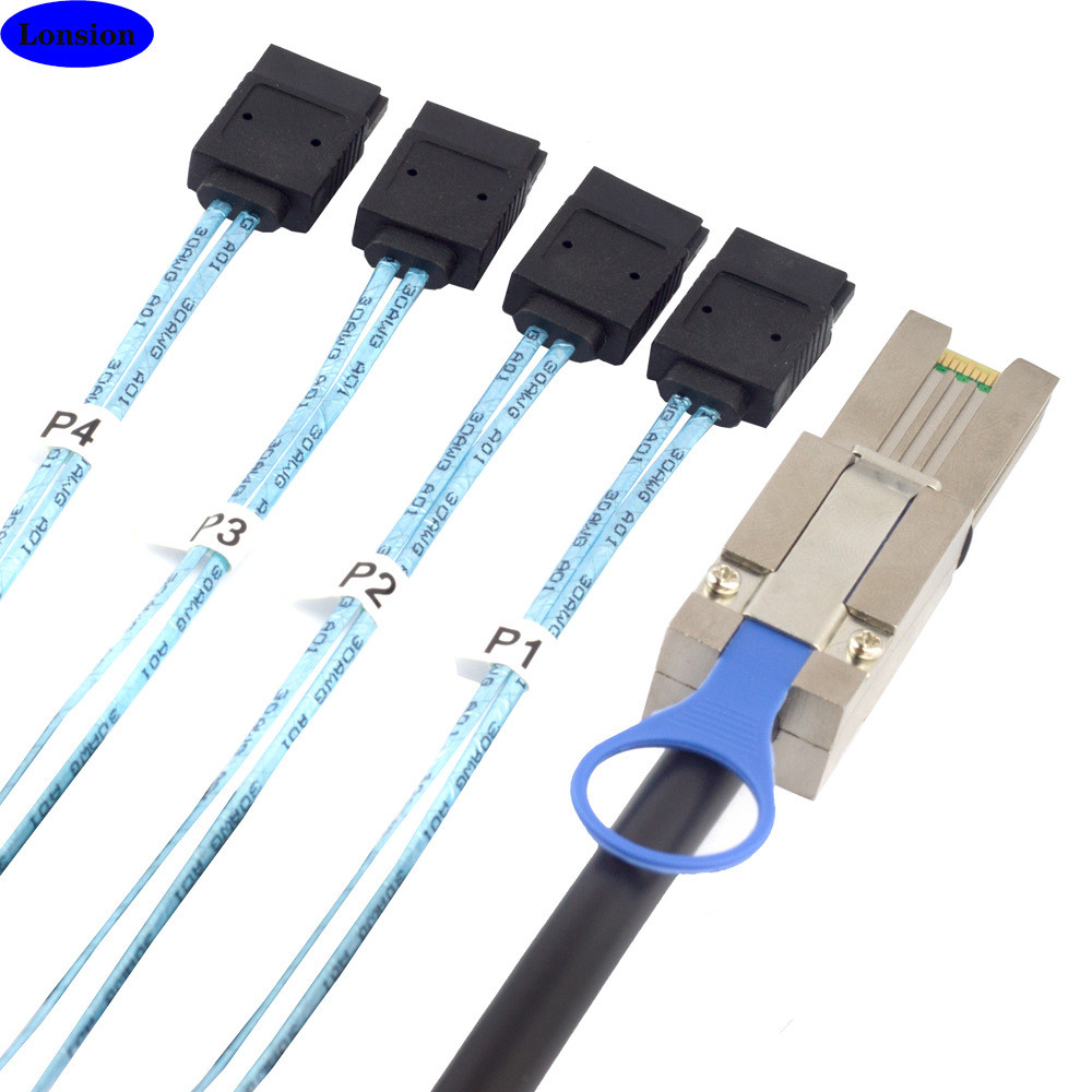 [คลังสินค้าพร้อม] MINI SAS HD SFF-8088 ถึง 4X SATA 7P หญิงไม่มีสายเคเบิลฮาร์ดดิสก์เซิร์ฟเวอร์ Shrrap
