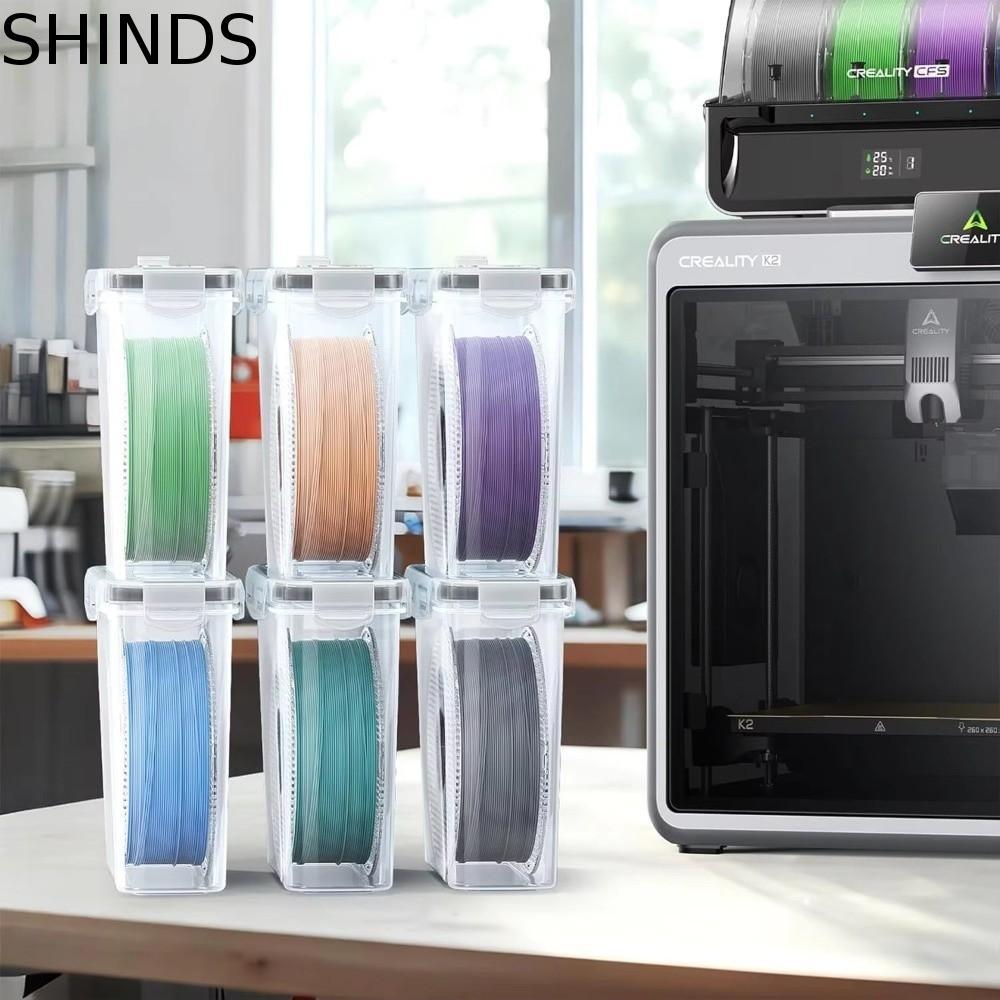 SHINDS 4 ชิ้น 3D การพิมพ์ Filament กล่องเก็บ,กันฝุ่นโปร่งใส 3D การพิมพ์ Filament คอนเทนเนอร์, Airtight แบบพกพากันน้ํา Filament Storage Organizer ซีล