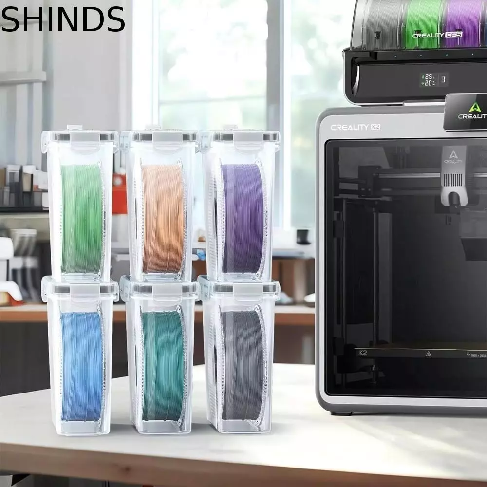 SHINDS 4 ชิ้น 3D การพิมพ์ Filament กล่องเก็บ,กันฝุ่นโปร่งใส 3D การพิมพ์ Filament คอนเทนเนอร์, Airtight แบบพกพากันน้ํา Filament Storage Organizer ซีล
