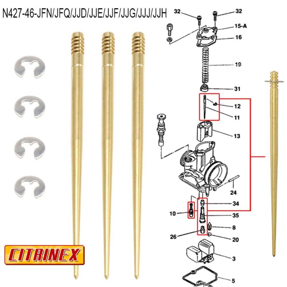 CITRINEX คาร์บูเรเตอร์น้ํามันเข็ม, N427-46-JFN/JFQ/JJD/JJE/JJF/JJG/JJJ/JJH ทองแดงควบคุมน้ํามันปรับ,ชุดซ่อม Refitting การปรับเปลี่ยนอุปกรณ์เสริม Jet เข็มสําหรับ PWK21 PE26