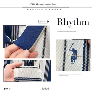 เสื้อโปโลผู้ชายลายทาง เสื้อโปโลแห้งเร็ว เสื้อpolo แขนสั้นคอปกมีซิป ผ้าระบายอากาศเย็นสบายใส่ง่าย