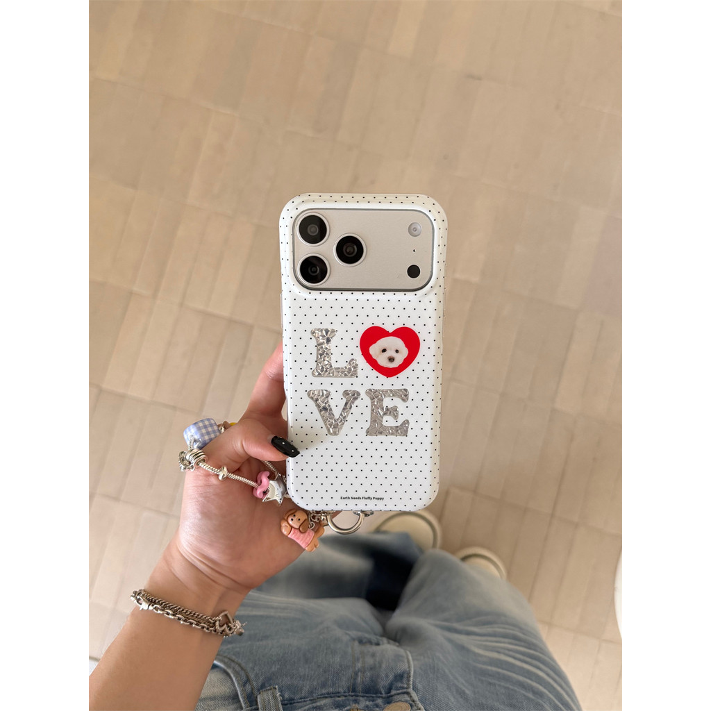 เหมาะสําหรับ iohone16promax เคสโทรศัพท์รวมทุกอย่างใหม่ iphone 15plus การ์ตูนลายจุด 16P16por เคสป้องก