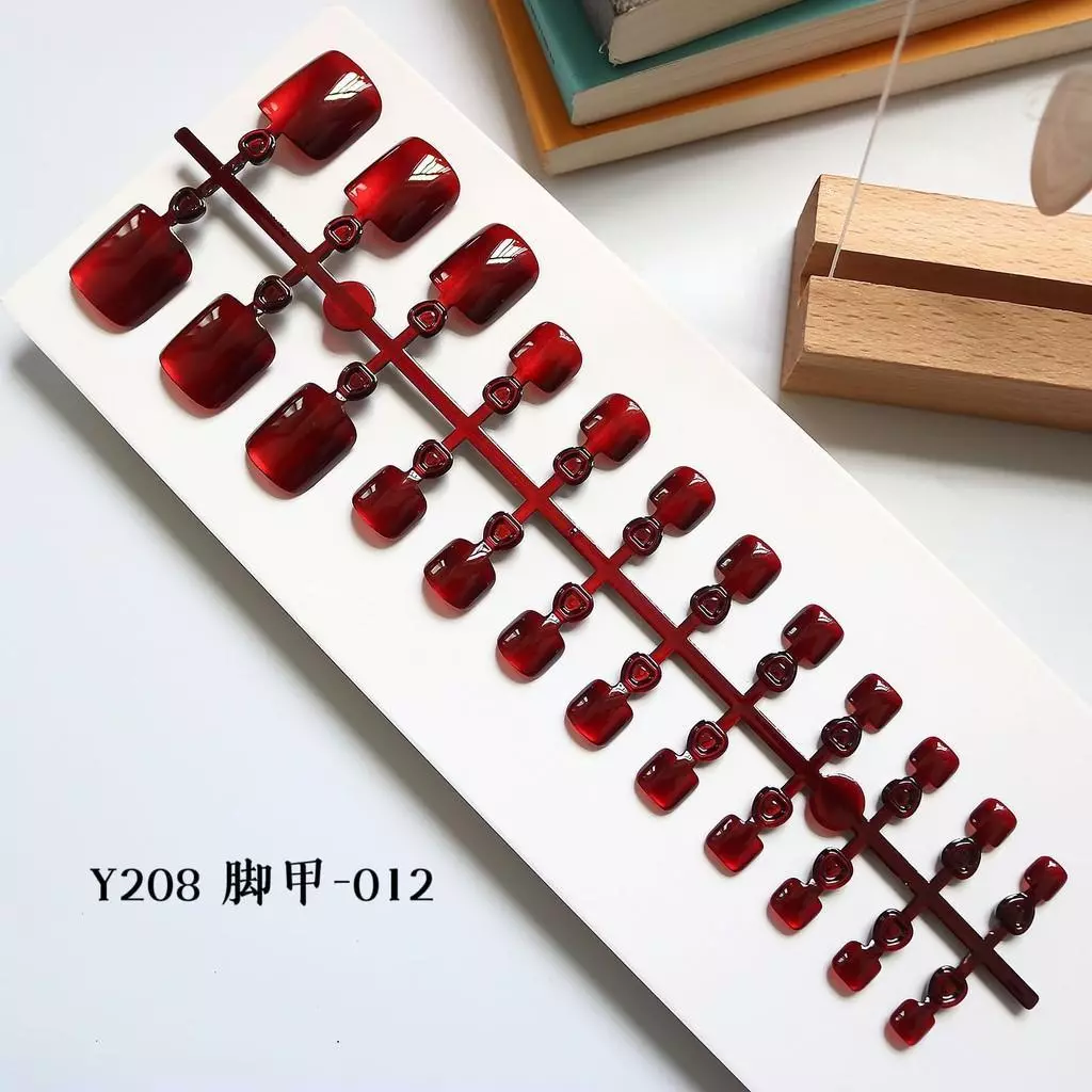 เล็บปลอมสำหรับเท้า 24ชิ้นเล็บฝรั่งเศสเล็บปลอมชุดด้วยกาวอะคริลิเล็บเต็มปลาค็อด
