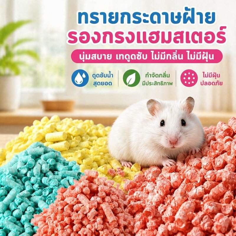 วัสดุรองกรงแฮมสเตอร์ เม็ดกระดาษดูดซับ กลิ่นน้อย ฝุ่นต่ำ แห้งไว สำหรับกระต่าย หนูแฮมสเตอร์ สัตว์เล็ก