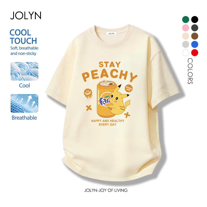 เสื้อยืดสตรี สบายและนุ่ม ระบายอากาศได้ ลายพิมพ์การ์ตูนน่ารัก Pokemon Pikachu ฤดูร้อน oversize ใหม่(ส่งเร็ว จัดส่งจากไทย)