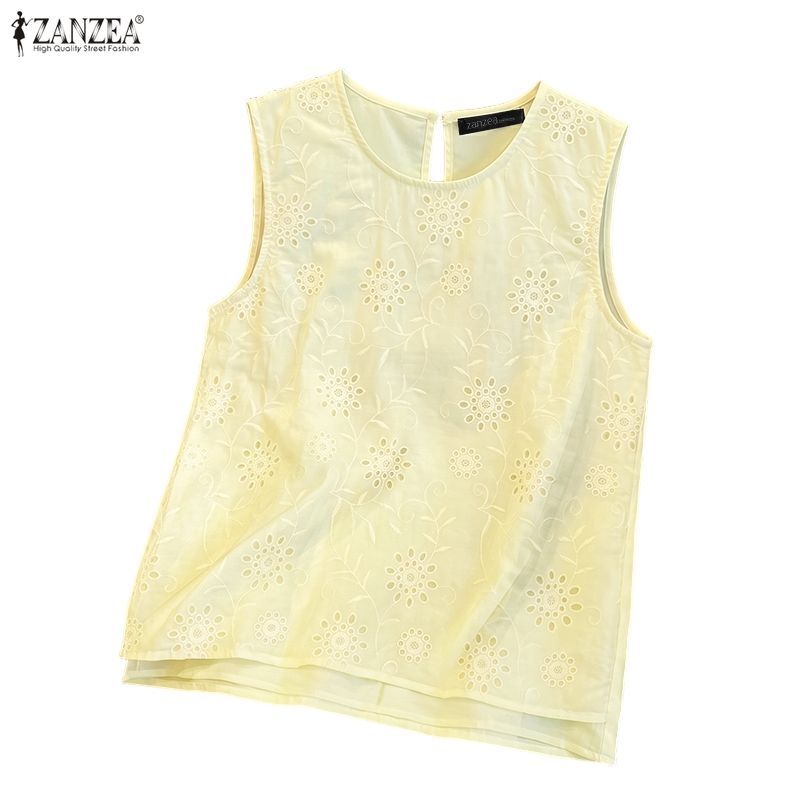 ZANZEA เสื้อกล้ามกลวงลายดอกไม้แขนกุดหรูหราเกาหลีสําหรับผู้หญิง — صورة 4