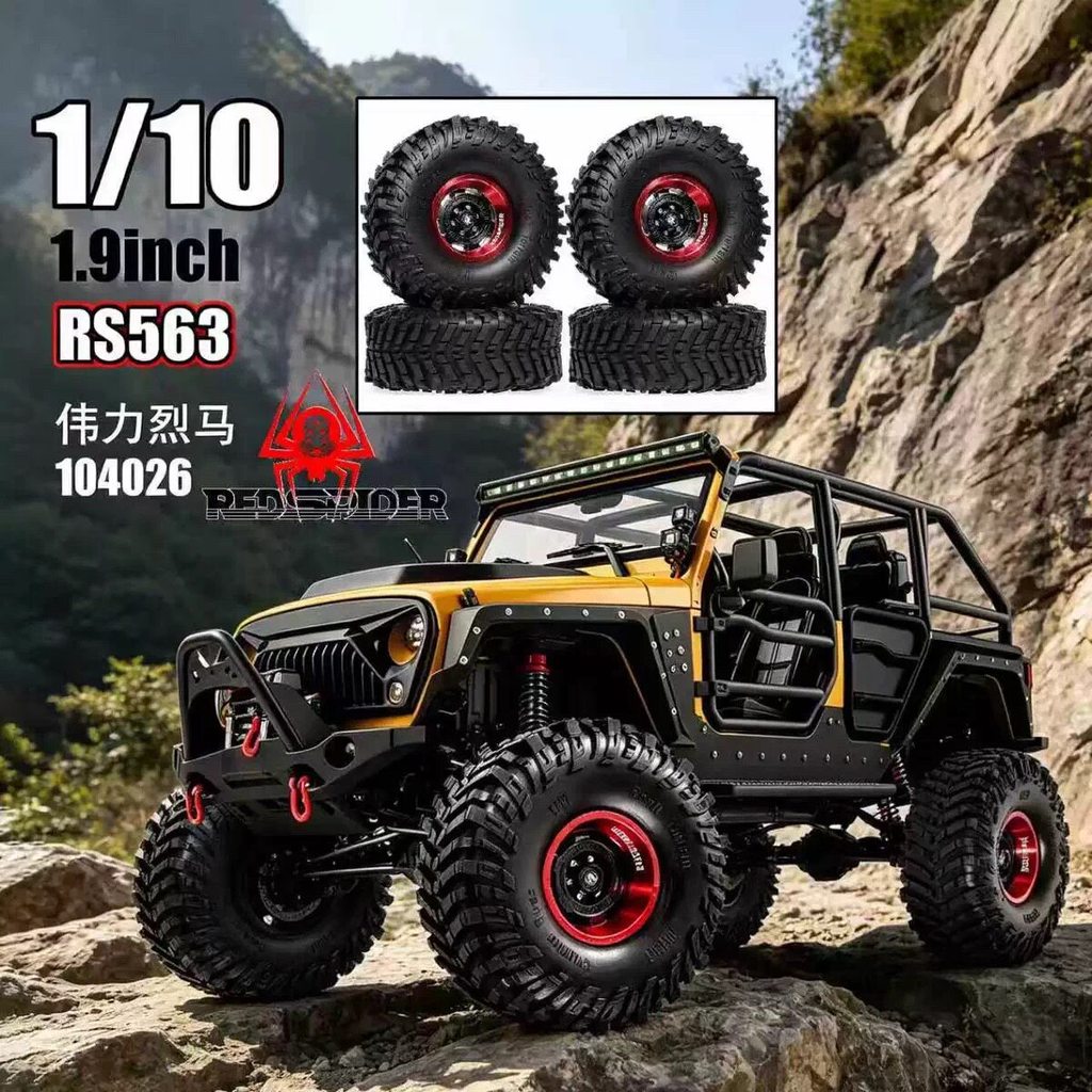 RS 1.9 นิ้วล้อโลหะ + ยางสําหรับ 1/10 ปีนเขา AXIAL SCX10III CJ7 Jeep ล้อ RS563