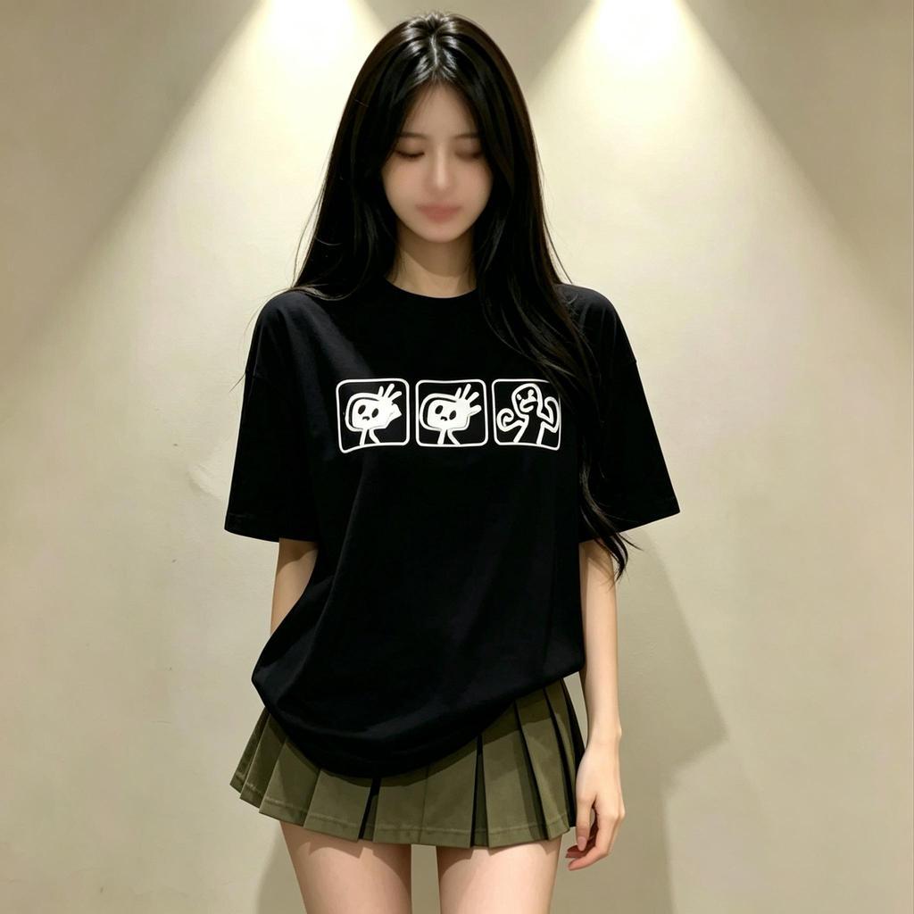 ZY 2026 เสื้อยืดครึ่งแขน ผู้หญิงคอกลมโอเวอร์ไซส์ รูปที่ 3