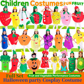 Local】2-10T Fruit Vegetable Halloween Party Cosplay Costume Christmas Cute Dress Up School Stage Children's Day Performances Xmas Nutrition Month