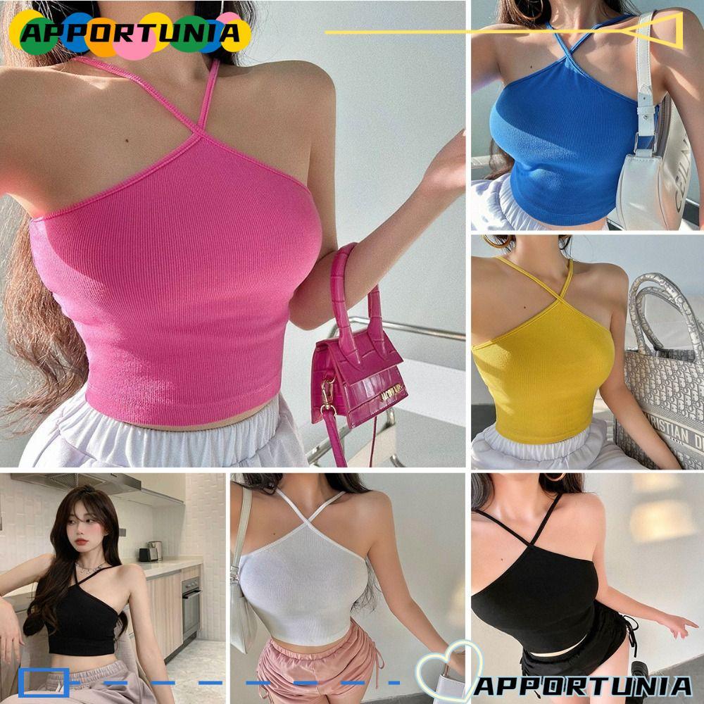 APPORTUNIA Cami Crop Top, Aesthetic Slim Fitting Summer Tops, Cute Short Dopamine Y2k Coquette Cloth
