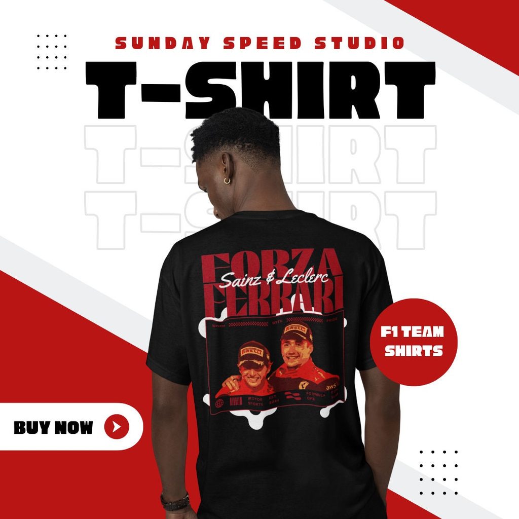 F1 Ferrari - เสื้อยืด Carlos และ Charles F1