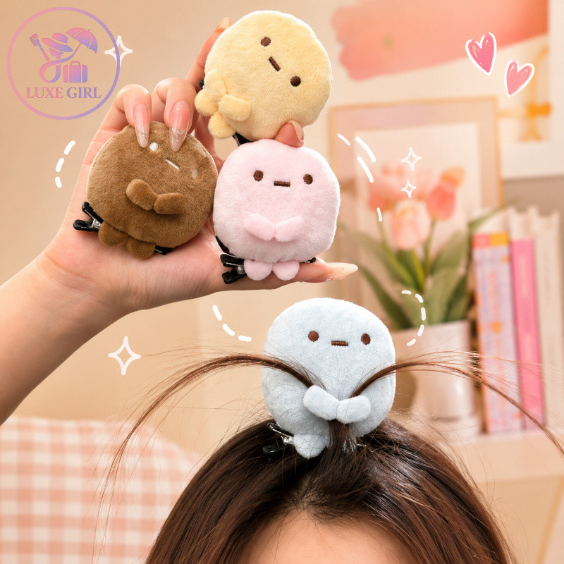 LUXE GIRL กิ๊บติดผมตุ๊กตา กิ๊บติดผม ตุ๊กตาตุ๊กตา ญี่ปุ่น เกี๊ยวกลมสี่สีน่ารัก เครื่องประดับศีรษะ เต็มไปด้วยความสนุก