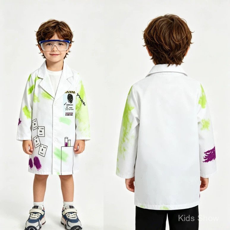 Kids Tie-dye พิมพ์วิทยาศาสตร์ Lab Coat เด็กวิทยาศาสตร์บทบาทเล่นเครื่องแต่งกาย