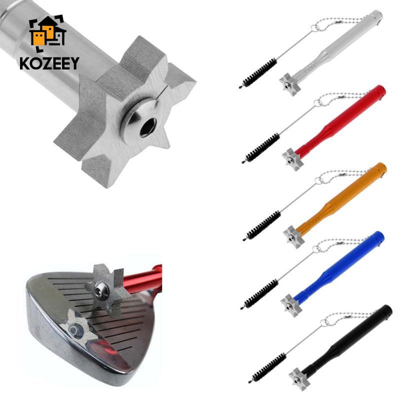 [KOZEEY] 6 เครื่องตัด (3 U-type & 3 V-type) Golf Groove Sharpener Cleaner พร้อมแปรง, Club Iron Wedge