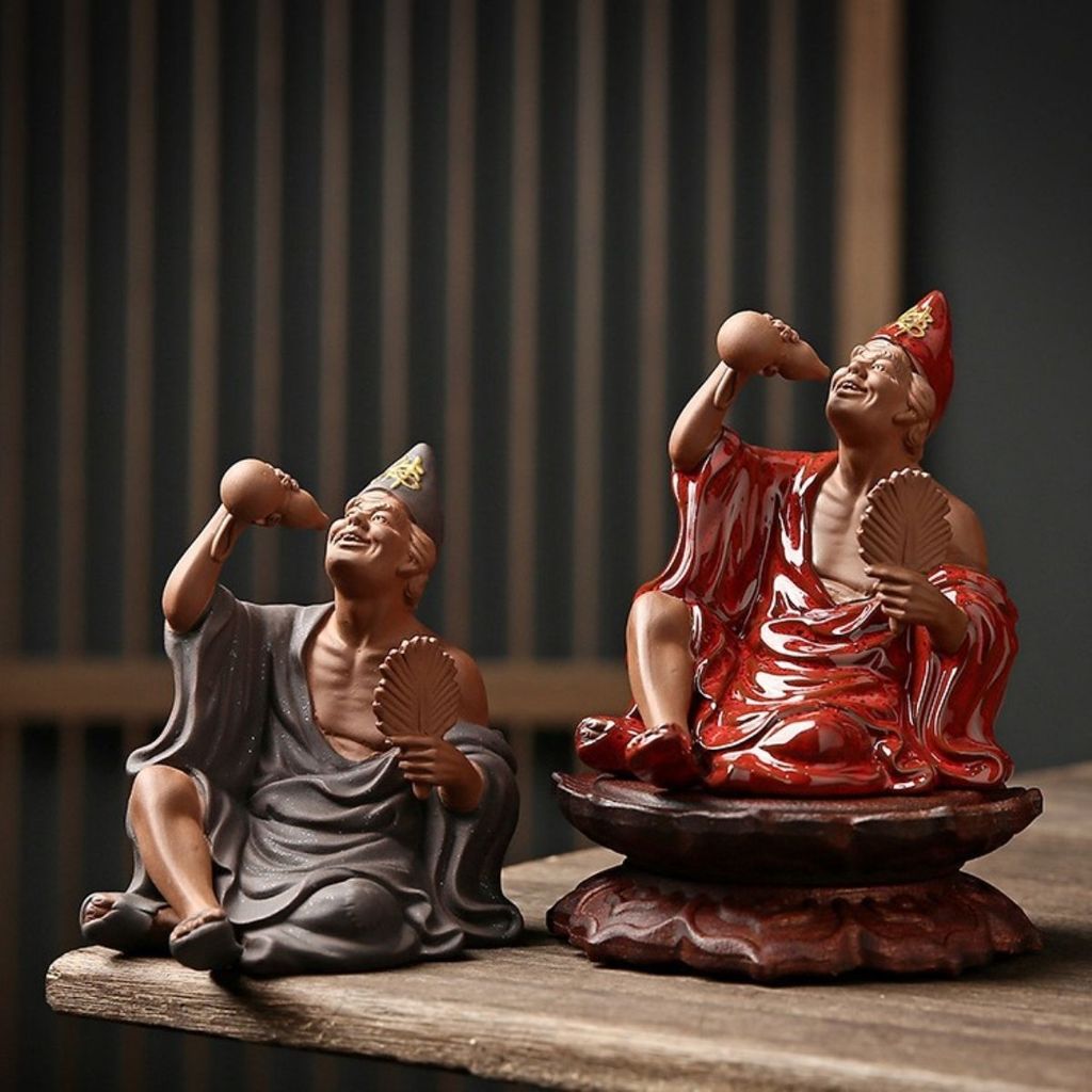 Creative Jigong ห้องนั่งเล่นพระพุทธรูปเซรามิคพระพุทธรูป Zen ตกแต่งบ้านชา Room Desktop Bogu Rack ตกแต