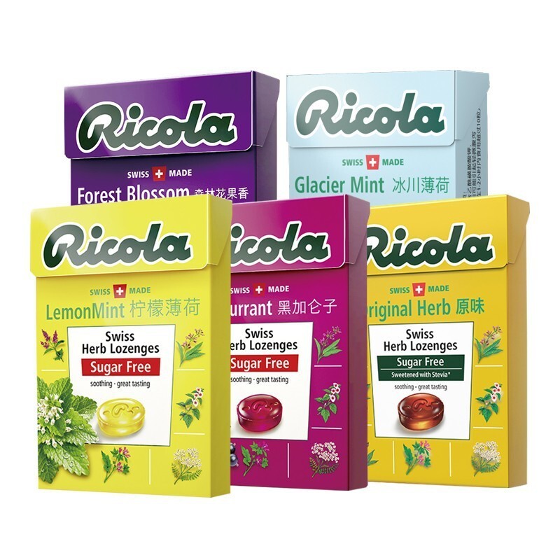 Ricola Lozenges นําเข้าจากสวิตเซอร์แลนด์ปราศจากน้ําตาล Lozenges Fresh Breath Lemon Mint TXT071402