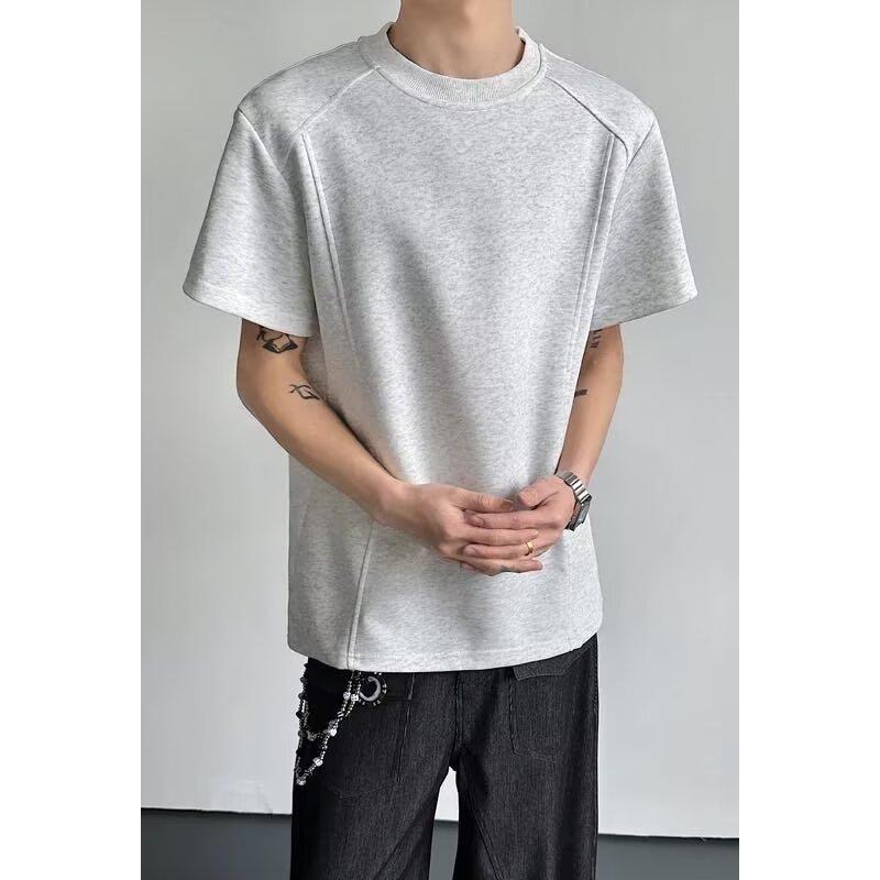 MNO.9 T-shirt D02 เสื้อยืดแขนสั้นผู้ชาย คอกลม ดีเทลแถบข้าง เสื้อยืดคอกลม สไตล์เกาหลี เสื้อยืด แฟชั่นชาย