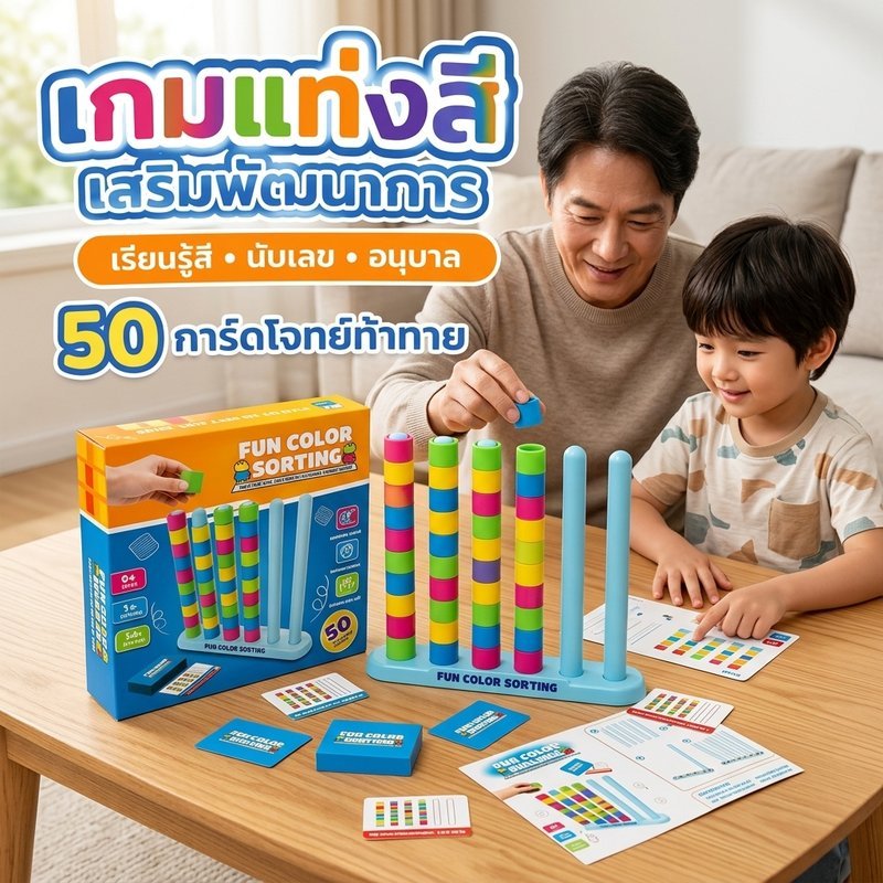 เกมซ้อนสี ปริศนาตลก ฝึกคิดวิเคราะห์ เล่นครอบครัว ของเล่นเสริมทักษะเด็ก